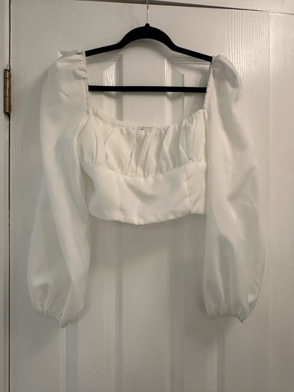 Princess Polly Ivory Puff-Sleeve Square-Neck Crop Top